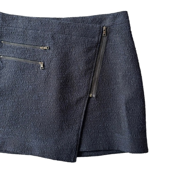 BCBG Maxazria Lizzy Black and Midnight Blue Combo Faux Wrap Textured Mini Skirt - Picture 3 of 16